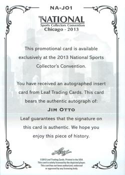 2013 Leaf National Convention - Autographs #N-JO1 Jim Otto Back