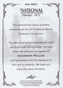 2013 Leaf National Convention - Autographs #N-SM1 Shannon Miller Back
