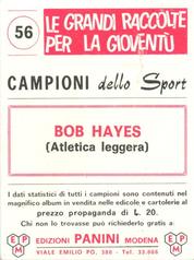 1966-67 Panini Campioni Dello Sport (Italian) #56 Bob Hayes Back