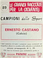 1966-67 Panini Campioni Dello Sport (Italian) #89 Ernesto Castano Back