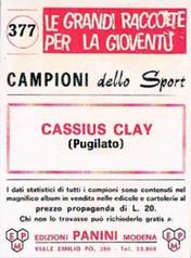 1966-67 Panini Campioni Dello Sport (Italian) #377 Cassius Clay Back