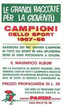 1967-68 Panini Campioni Dello Sport (Italian) #459 Curtis Cokes Back