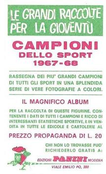 1967-68 Panini Campioni Dello Sport (Italian) #469 Chartchai Chionoi Back