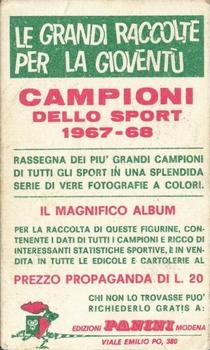 1967-68 Panini Campioni Dello Sport (Italian) #481 Rocky Marciano Back