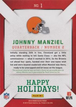 2014 Panini Black Friday - Happy Holidays #1 Johnny Manziel Back