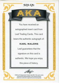 2012 Leaf Legends of Sport - AKA Autographs #AKA-KM1 Karl Malone Back