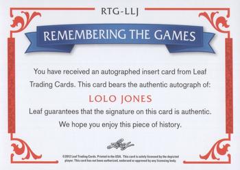 2012 Leaf Legends of Sport - Remembering the Games #RTG-LLJ Lolo Jones Back