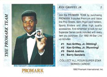 1992 Promark Superstars #2 Ken Griffey Jr. Back