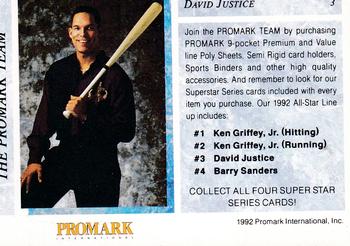 1992 Promark Superstars #3 David Justice Back
