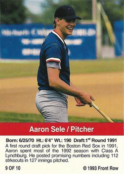 1993 Front Row Gold Collection #9 Aaron Sele Back