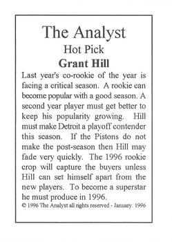 1996 Investor's Journal The Analyst #NNO Grant Hill Back