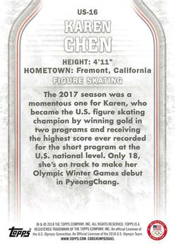 2018 Topps U.S. Olympic & Paralympic Team Hopefuls - Bronze #US-16 Karen Chen Back
