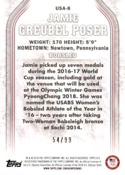 2018 Topps U.S. Olympic & Paralympic Team Hopefuls - U.S. Flag #USA-8 Jamie Greubel Poser Back