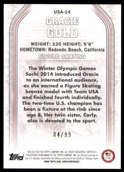 2018 Topps U.S. Olympic & Paralympic Team Hopefuls - U.S. Flag #USA-14 Gracie Gold Back