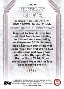 2018 Topps U.S. Olympic & Paralympic Team Hopefuls - U.S. Flag #USA-34 Brittany Bowe Back