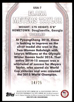 2018 Topps U.S. Olympic & Paralympic Team Hopefuls - Gold #USA-7 Elana Meyers Taylor Back