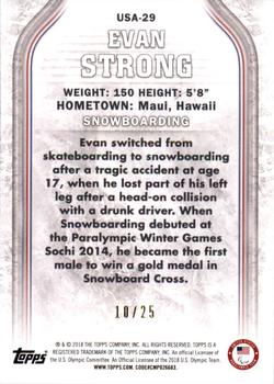 2018 Topps U.S. Olympic & Paralympic Team Hopefuls - Gold #USA-29 Evan Strong Back