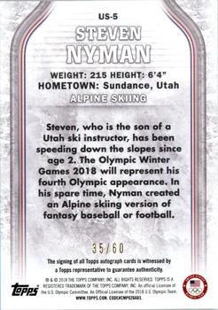2018 Topps U.S. Olympic & Paralympic Team Hopefuls - Autographs #US-5 Steven Nyman Back