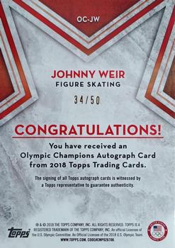 2018 Topps U.S. Olympic & Paralympic Team Hopefuls - Olympic Champions Autographs #OC-JW Johnny Weir Back
