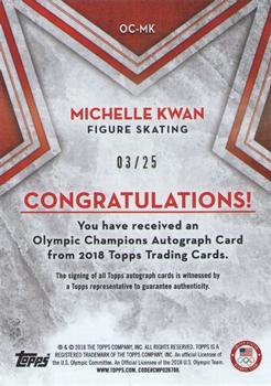 2018 Topps U.S. Olympic & Paralympic Team Hopefuls - Olympic Champions Autographs - Gold #OC-MK Michelle Kwan Back