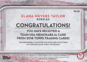 2018 Topps U.S. Olympic & Paralympic Team Hopefuls - Team USA Memorabilia Pieces #TMC-EM Elana Meyers Taylor Back