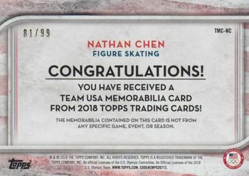 2018 Topps U.S. Olympic & Paralympic Team Hopefuls - Team USA Memorabilia Pieces - Silver #TMC-NC Nathan Chen Back