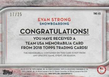 2018 Topps U.S. Olympic & Paralympic Team Hopefuls - Team USA Memorabilia Pieces - Gold Multi-Color Relic #TMC-ES Evan Strong Back