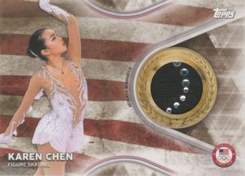 2018 Topps U.S. Olympic & Paralympic Team Hopefuls - Team USA Memorabilia Pieces - Gold Multi-Color Relic #TMC-KC Karen Chen Front