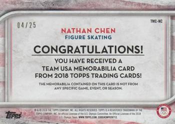 2018 Topps U.S. Olympic & Paralympic Team Hopefuls - Team USA Memorabilia Pieces - Gold Multi-Color Relic #TMC-NC Nathan Chen Back