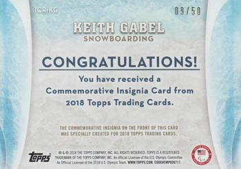 2018 Topps U.S. Olympic & Paralympic Team Hopefuls - ISOC Insignia Commemorative Relics #ICR-KG Keith Gabel Back