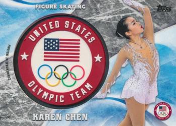 2018 Topps U.S. Olympic & Paralympic Team Hopefuls - ISOC Insignia Commemorative Relics - Silver #ICR-KC Karen Chen Front