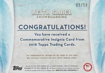 2018 Topps U.S. Olympic & Paralympic Team Hopefuls - ISOC Insignia Commemorative Relics - Silver #ICR-KG Keith Gabel Back