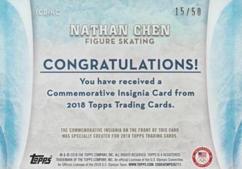 2018 Topps U.S. Olympic & Paralympic Team Hopefuls - ISOC Insignia Commemorative Relics - Silver #ICR-NC Nathan Chen Back