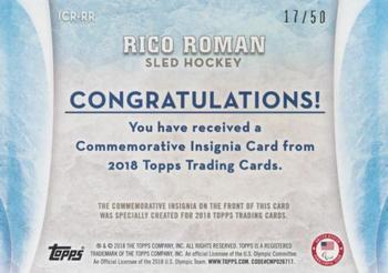 2018 Topps U.S. Olympic & Paralympic Team Hopefuls - ISOC Insignia Commemorative Relics - Silver #ICR-RR Rico Roman Back