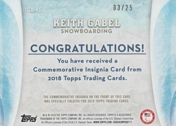 2018 Topps U.S. Olympic & Paralympic Team Hopefuls - ISOC Insignia Commemorative Relics - Gold Medal Medallion #ICR-KG Keith Gabel Back