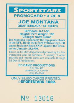 1992 Sportstars #3 Joe Montana Back