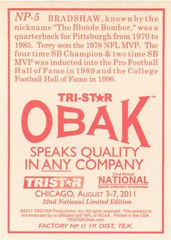 2011 TriStar Obak National Convention VIP #NP-5 Terry Bradshaw Back