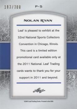 2011 Leaf Metal National Convention Promos #P-5 Nolan Ryan Back