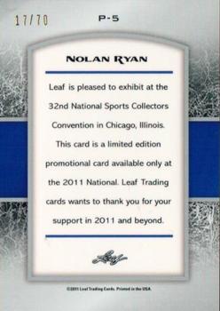 2011 Leaf Metal National Convention Promos - Prismatic #P-5 Nolan Ryan Back
