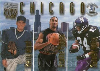1997-98 Score Board Autographed Collection - Sports City USA Strongbox #SC4 Kerry Wood / Scottie Pippen / Darnell Autry Front