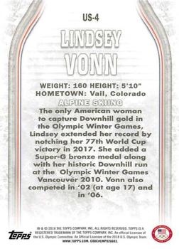 2018 Topps U.S. Olympic & Paralympic Team Hopefuls - Silver #US-4 Lindsey Vonn Back