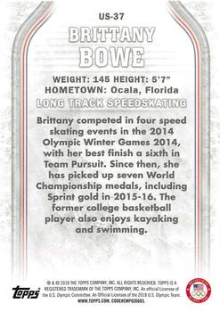 2018 Topps U.S. Olympic & Paralympic Team Hopefuls - Silver #US-37 Brittany Bowe Back