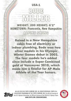 2018 Topps U.S. Olympic & Paralympic Team Hopefuls - Silver #USA-1 Bode Miller Back