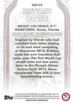 2018 Topps U.S. Olympic & Paralympic Team Hopefuls - Silver #USA-34 Brittany Bowe Back