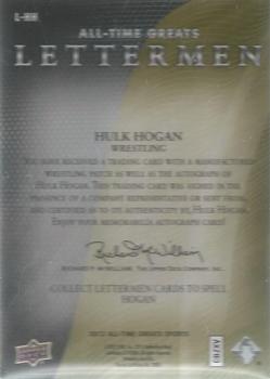 2012 Upper Deck All-Time Greats - Lettermen Patch Autograph #L-HH Hulk Hogan Back