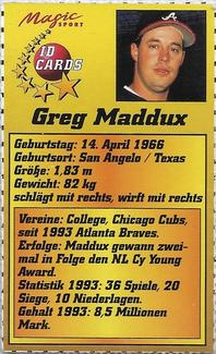 1995 Magic Sport ID Cards (German) #25 Greg Maddux Back