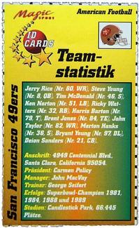 1995 Magic Sport ID Cards (German) #27 San Francisco 49ers Back