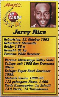 1995 Magic Sport ID Cards (German) #37 Jerry Rice Back