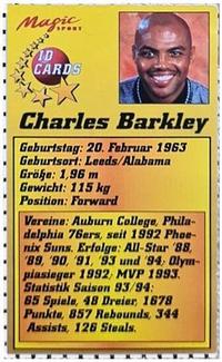1995 Magic Sport ID Cards (German) #41 Charles Barkley Back