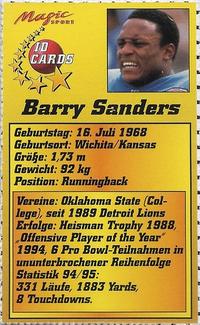 1995 Magic Sport ID Cards (German) #53 Barry Sanders Back